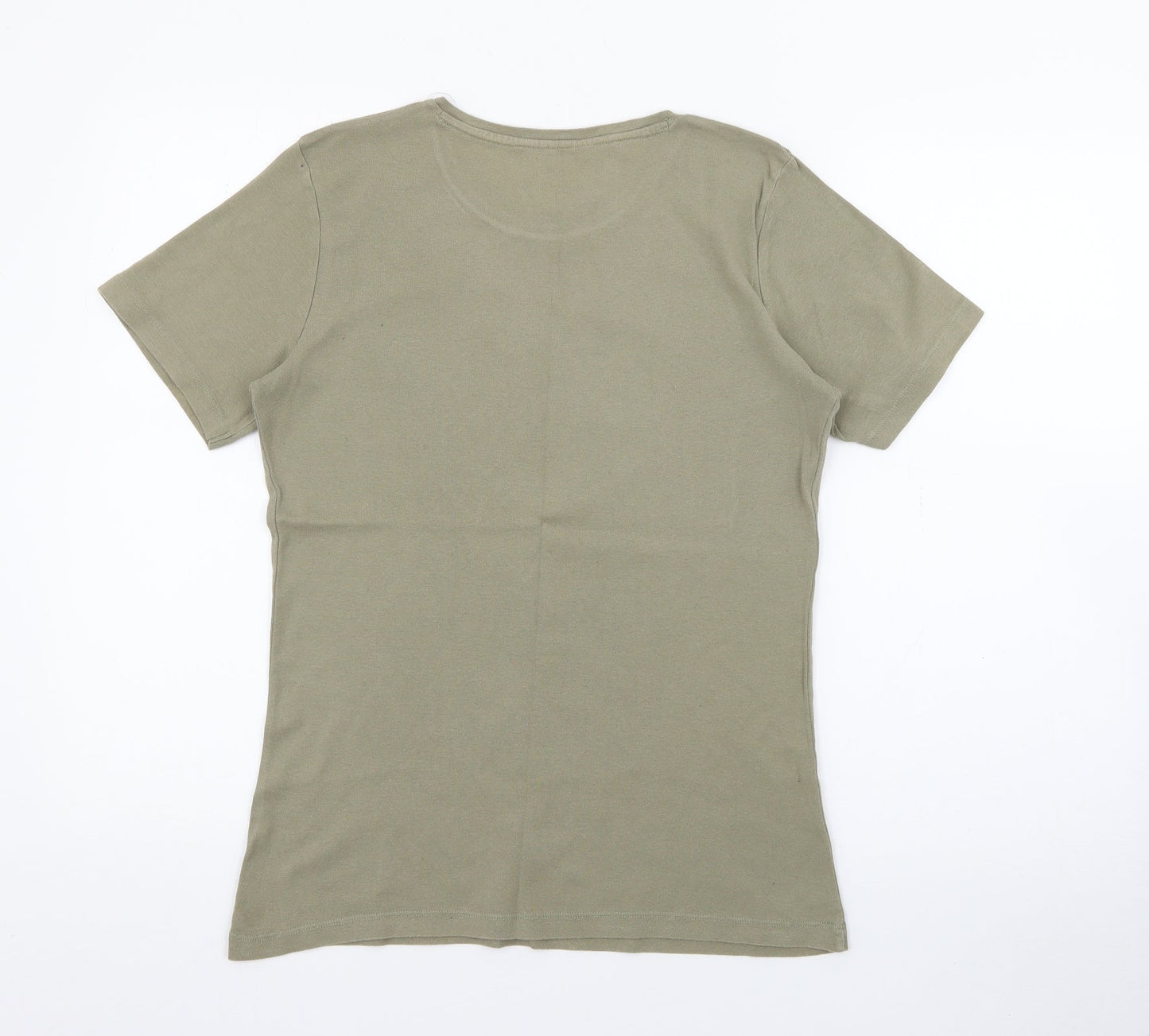 Dunnes Stores Womens Green  Polyester Basic T-Shirt Size M Crew Neck