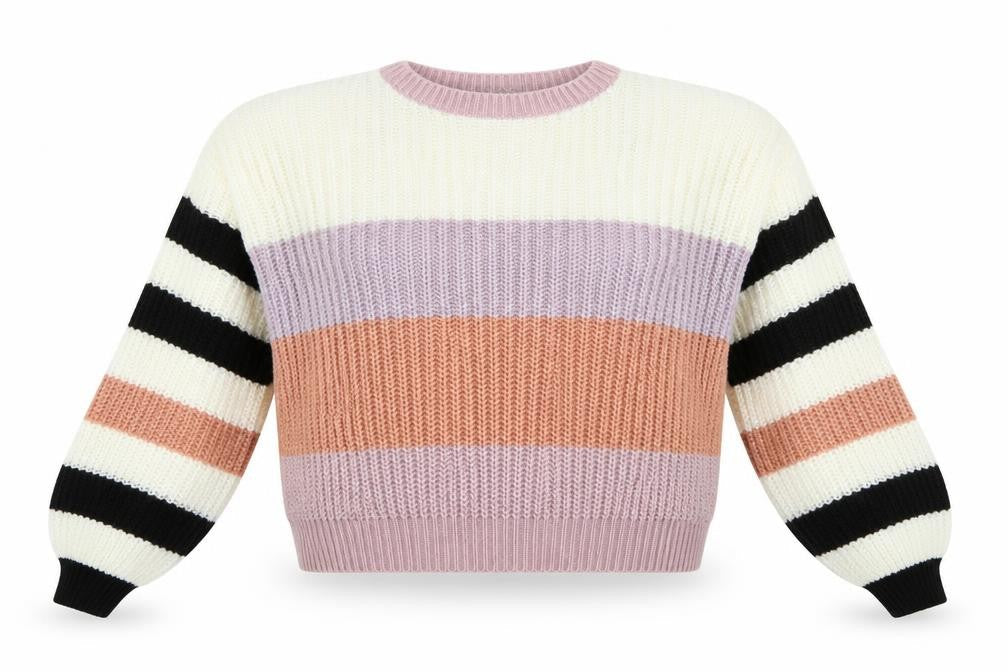 Missguided Womens Multicoloured Crew Neck Striped Acrylic Pullover Jumper Size 8