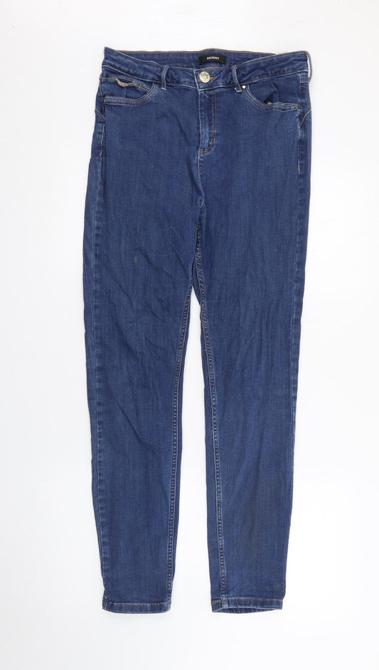 Preloved Marks and Spencer Womens Blue  Cotton Skinny Jeans Size 14 L27 in Regular - Front