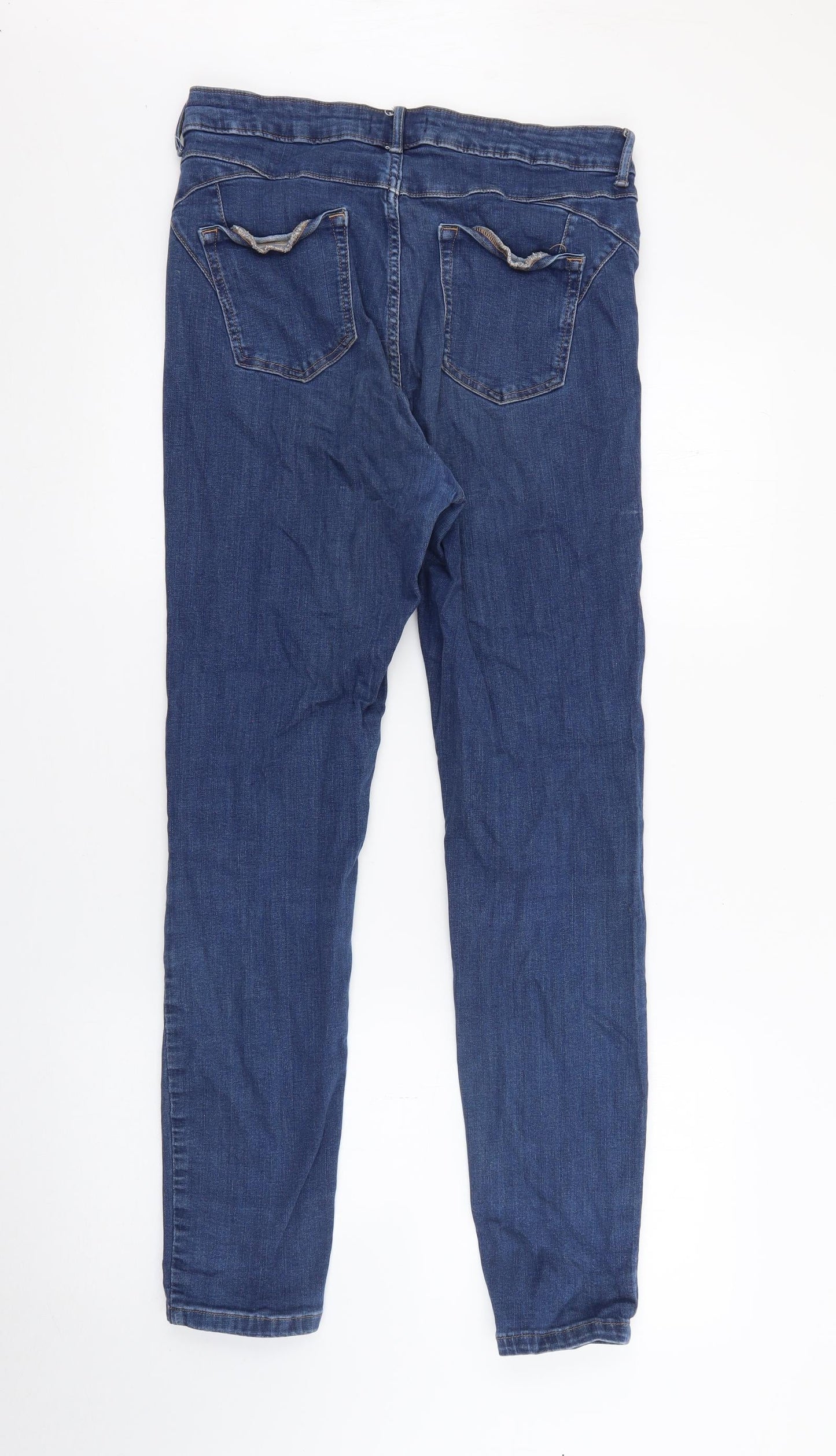 Marks and Spencer Womens Blue  Cotton Skinny Jeans Size 14 L27 in Regular