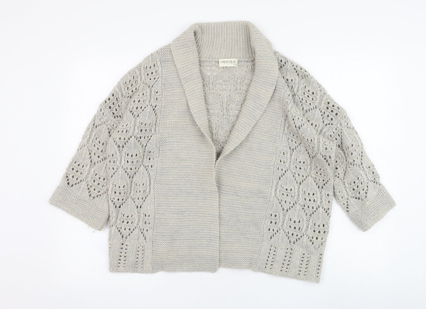 Marks and Spencer Womens Beige Square Neck  Acrylic Cardigan Jumper Size S