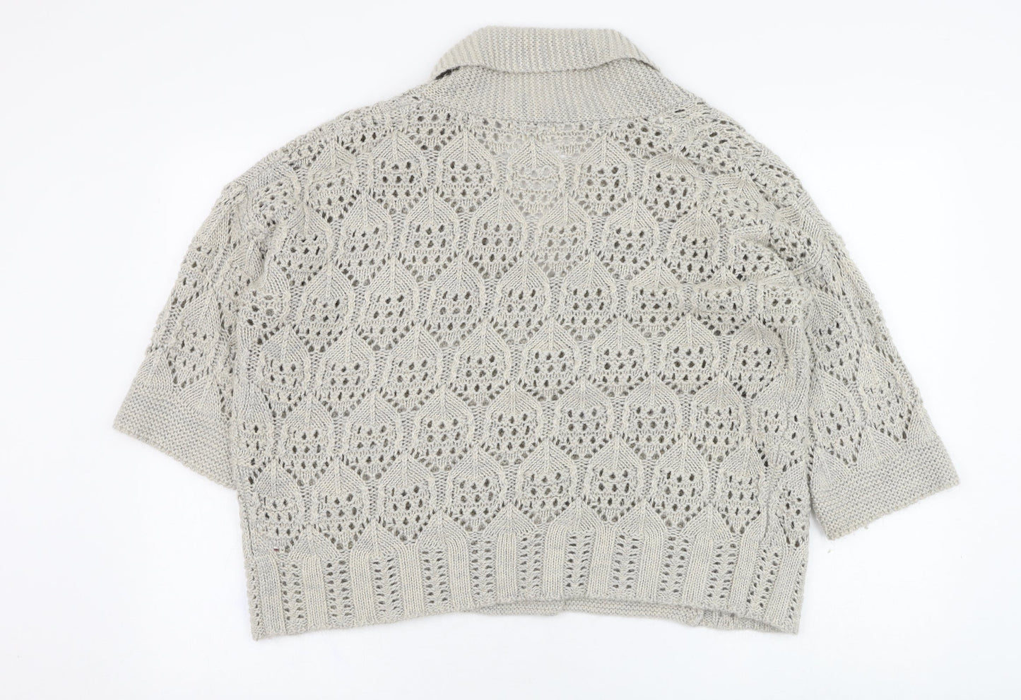 Marks and Spencer Womens Beige Square Neck  Acrylic Cardigan Jumper Size S