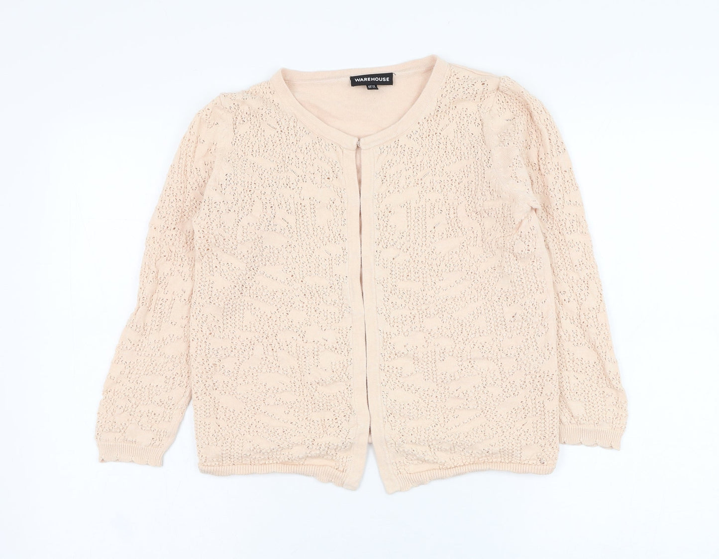 Warehouse Womens Pink Round Neck  Cotton Cardigan Jumper Size 14