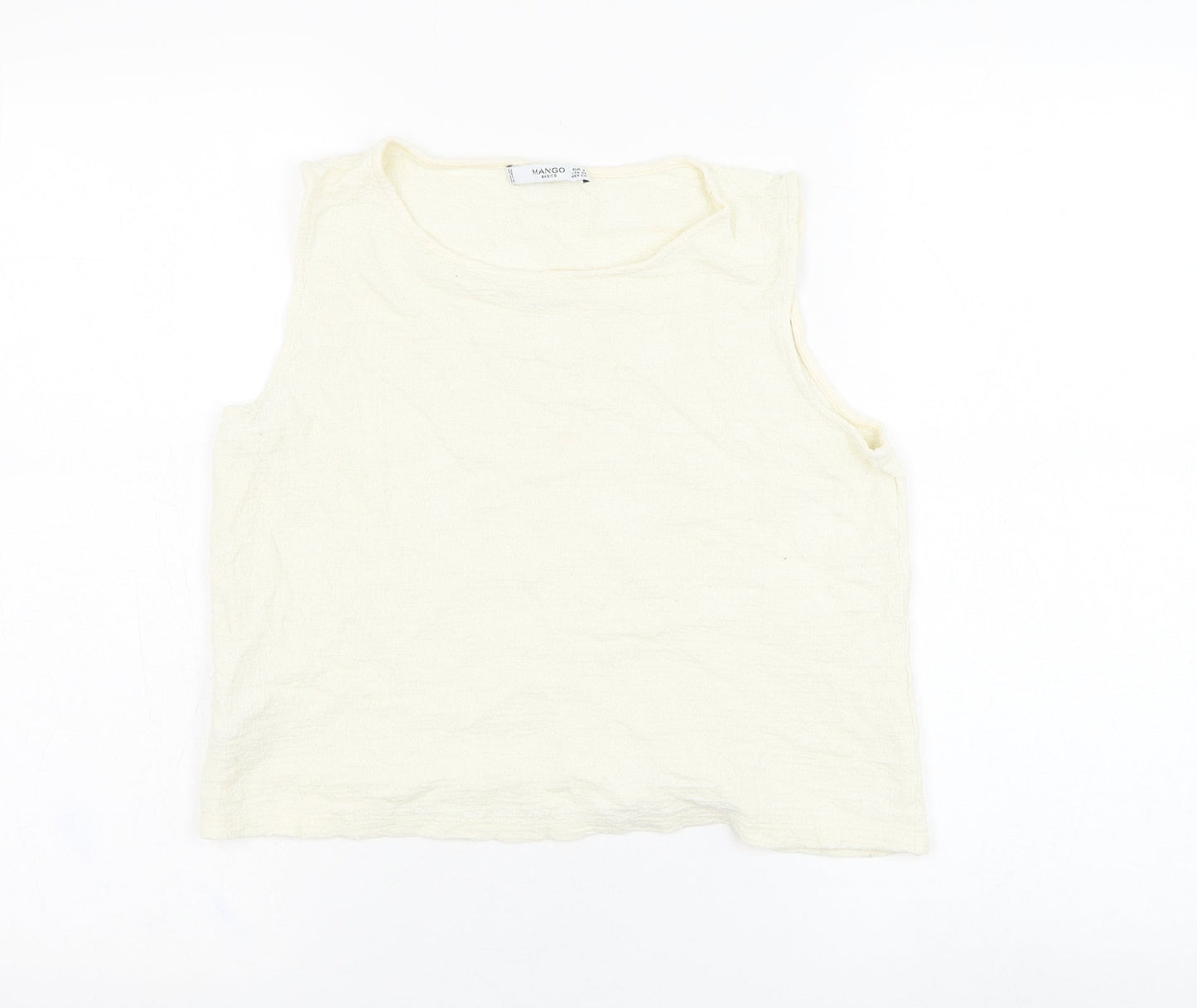 Mango Womens Ivory  Cotton Basic Tank Size S Round Neck