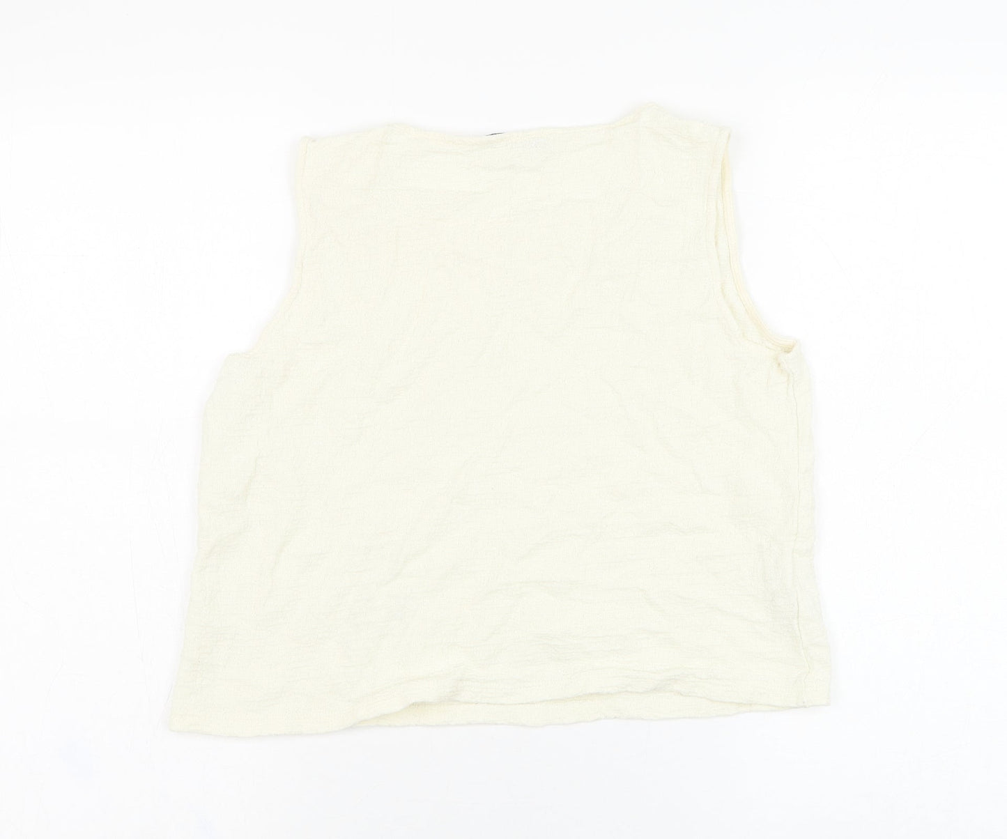 Mango Womens Ivory  Cotton Basic Tank Size S Round Neck