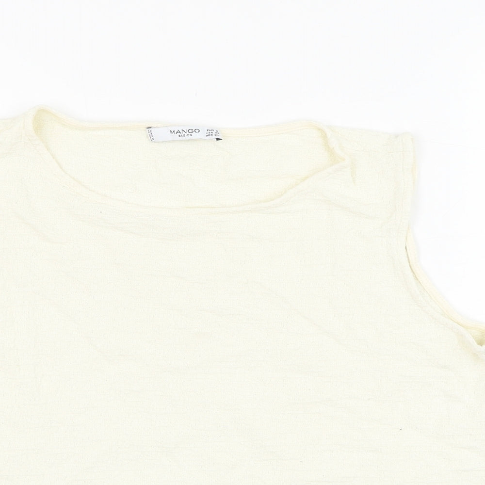 Mango Womens Ivory  Cotton Basic Tank Size S Round Neck