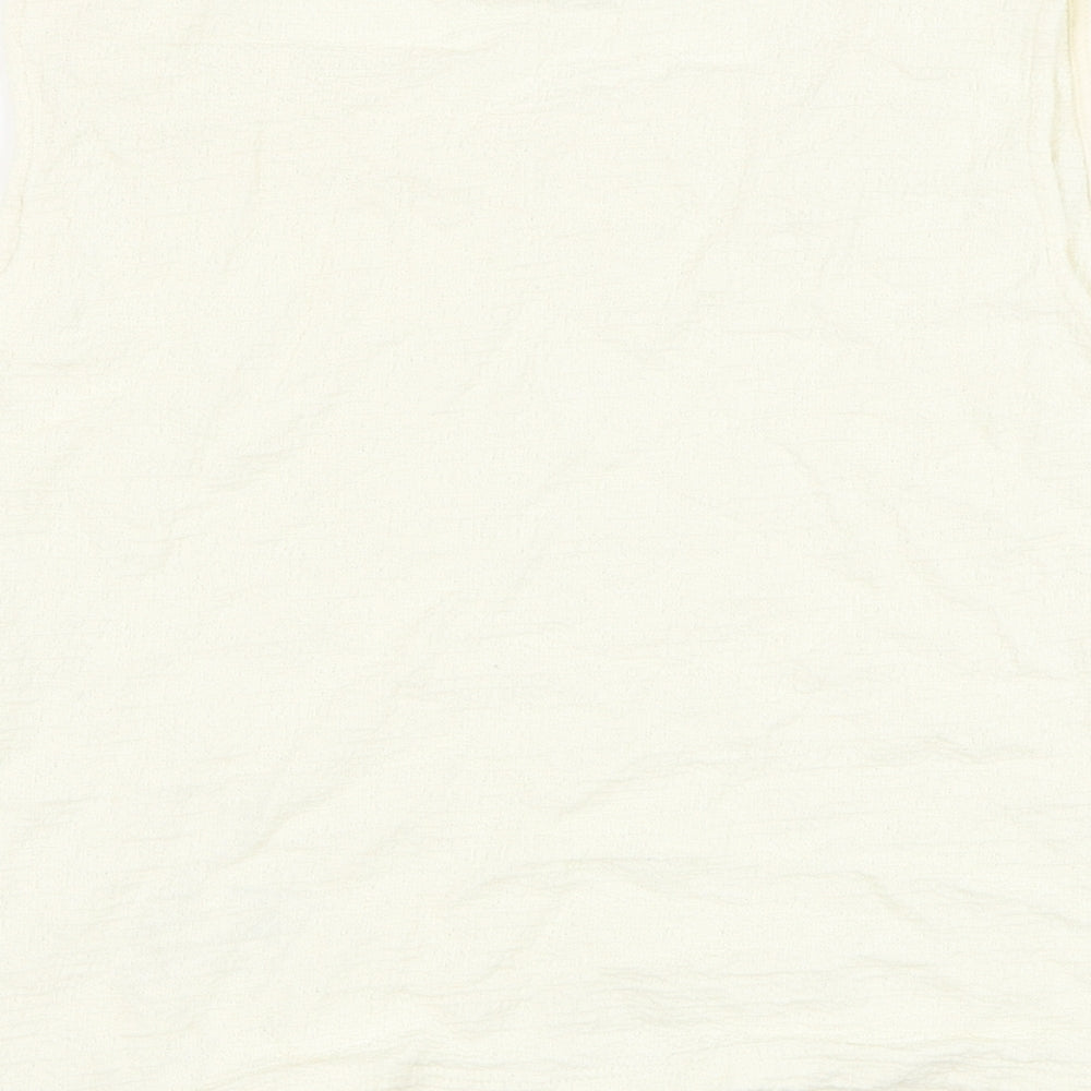Mango Womens Ivory  Cotton Basic Tank Size S Round Neck