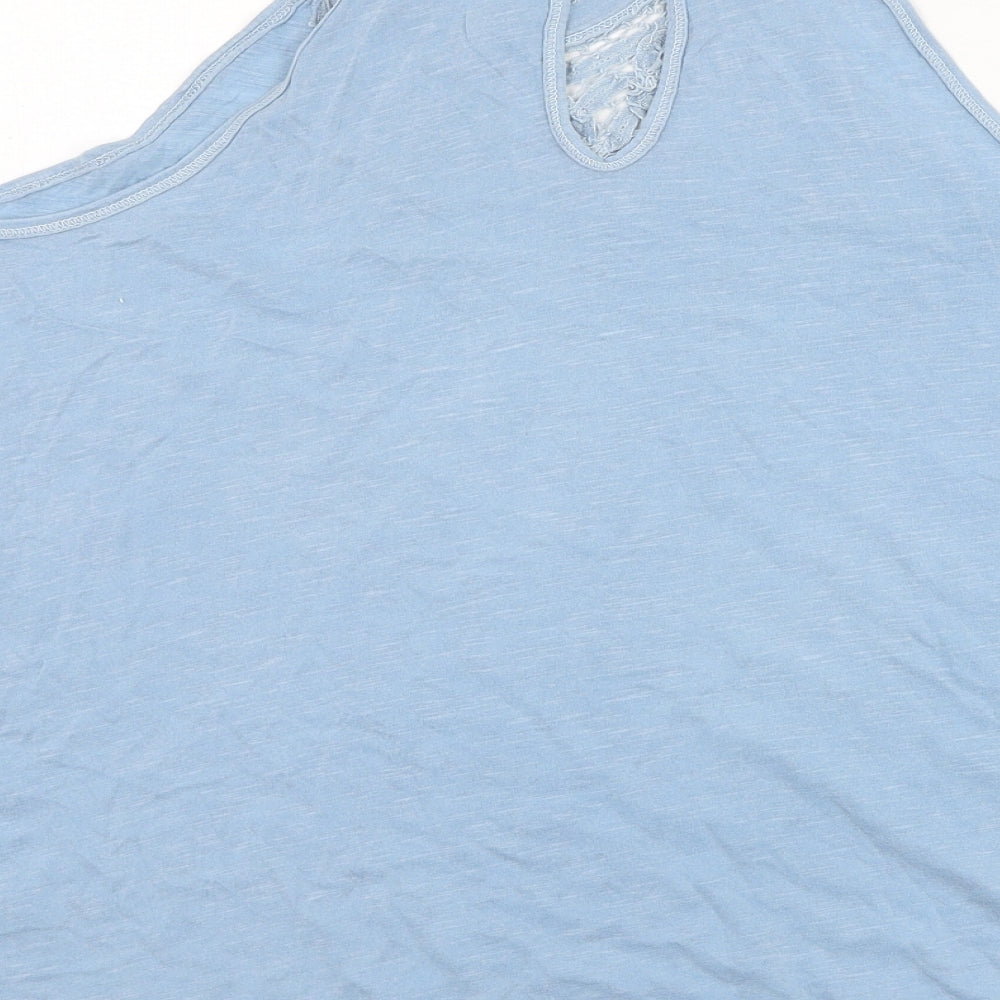 New Look Womens Blue  Cotton Basic Tank Size 10 Halter
