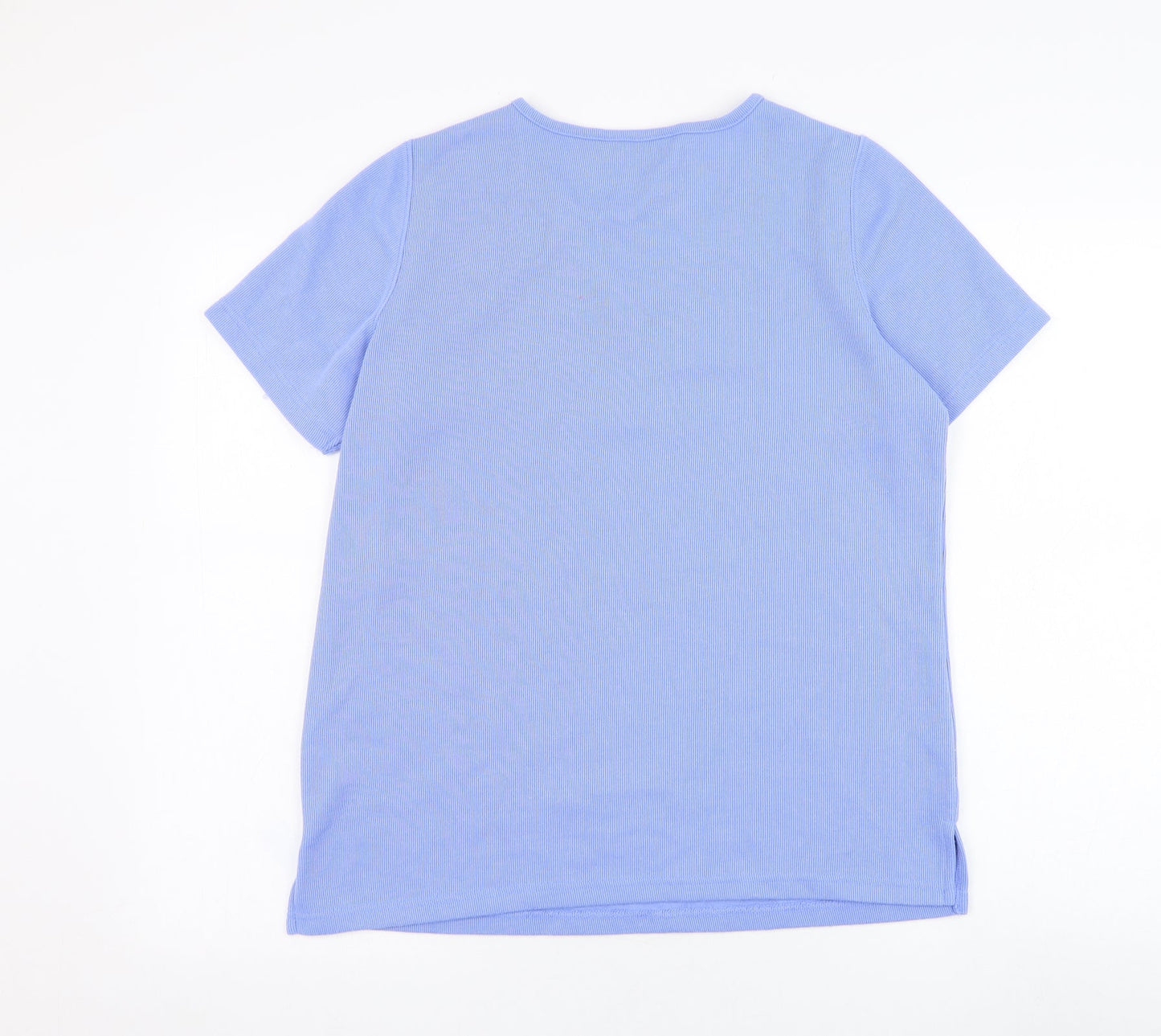 BM Womens Blue  Polyester Basic T-Shirt Size S V-Neck