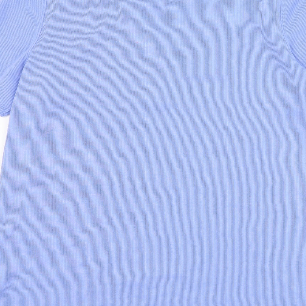 BM Womens Blue  Polyester Basic T-Shirt Size S V-Neck