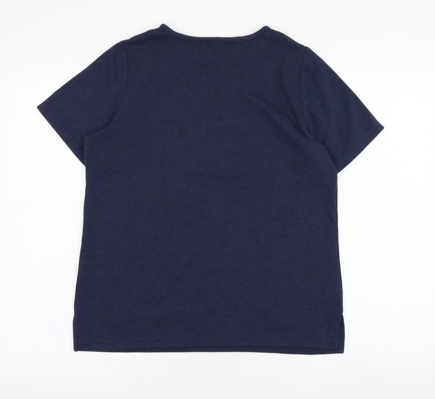Preworn Womens Blue  Polyester Basic T-Shirt Size S V-Neck