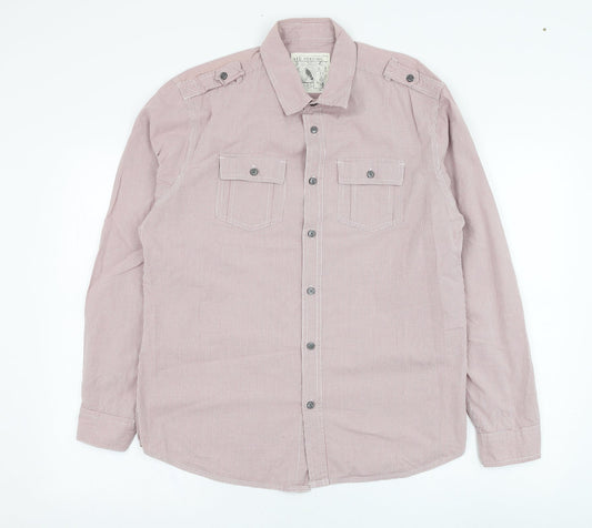 Red Herring Mens Red Check Cotton  Button-Up Size L Collared Button