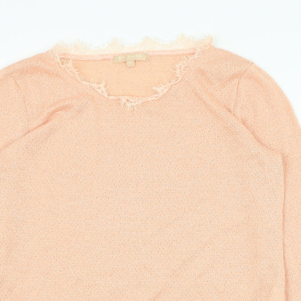 Swan Womens Pink Round Neck  Polyester Pullover Jumper Size S