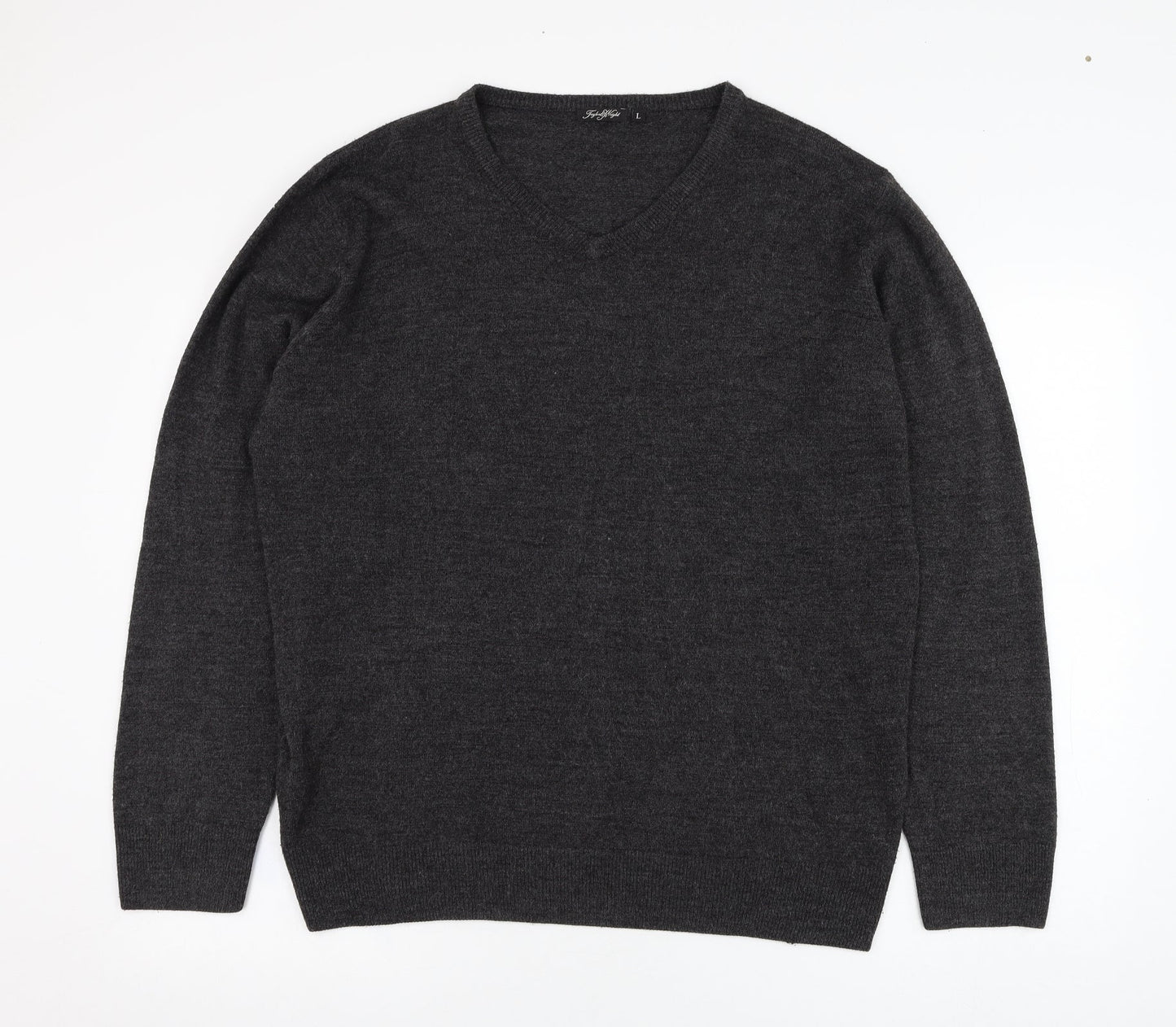 Taylor & Wright Mens Grey V-Neck  Acrylic Pullover Jumper Size L