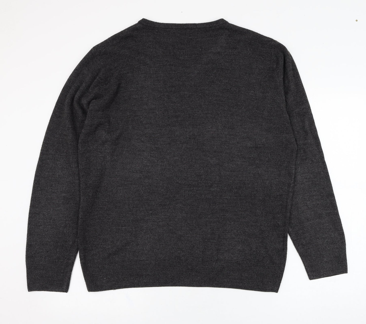 Taylor & Wright Mens Grey V-Neck  Acrylic Pullover Jumper Size L