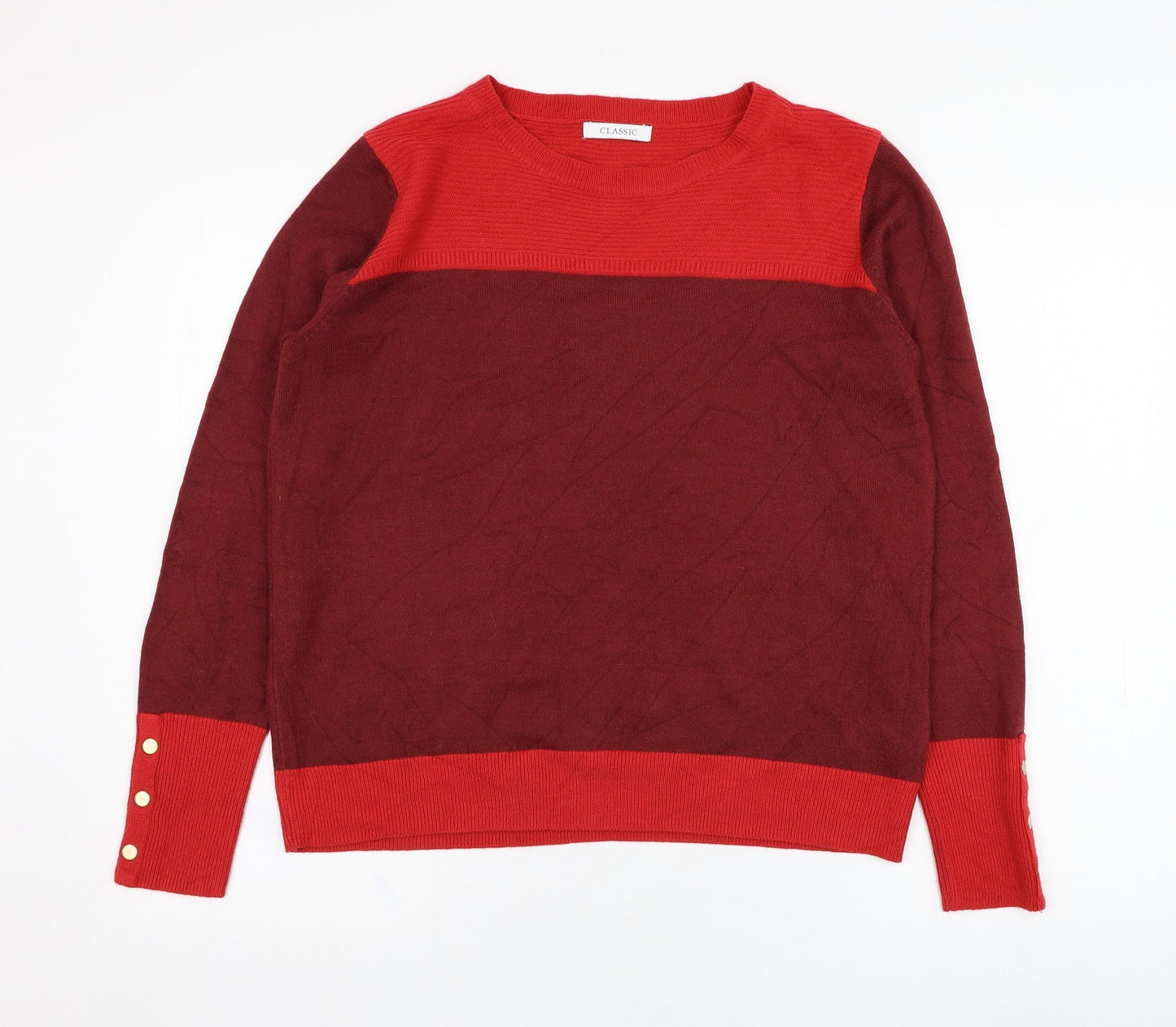 Marks and Spencer Womens Red Round Neck  Acrylic Pullover Jumper Size 14