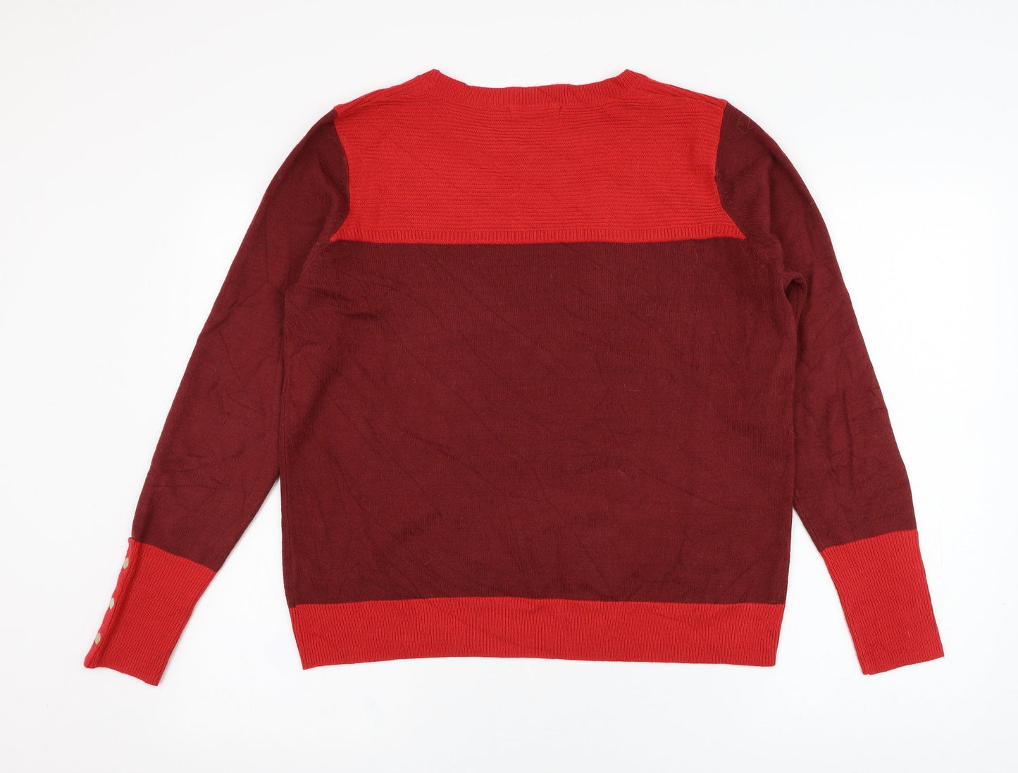 Marks and Spencer Womens Red Round Neck  Acrylic Pullover Jumper Size 14