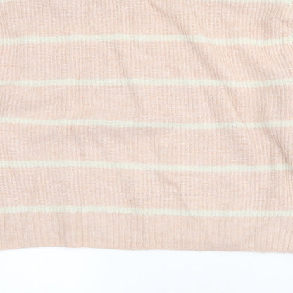 Divided Womens Pink Crew Neck Striped Acrylic Pullover Jumper Size XS   - Cropped