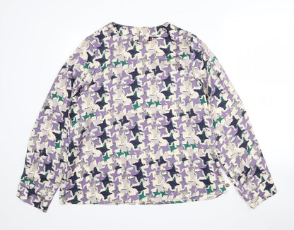 Preloved Rant & Rave Womens Purple Geometric Polyester Basic Blouse Size 14 Round Neck - Front