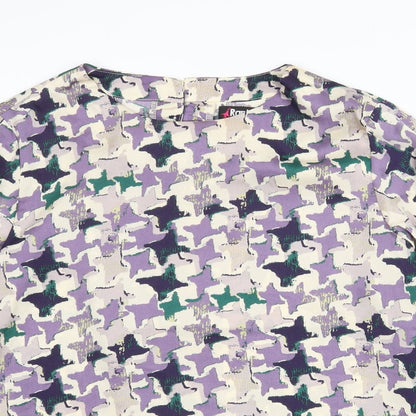 Preloved Rant & Rave Womens Purple Geometric Polyester Basic Blouse Size 14 Round Neck - Detail