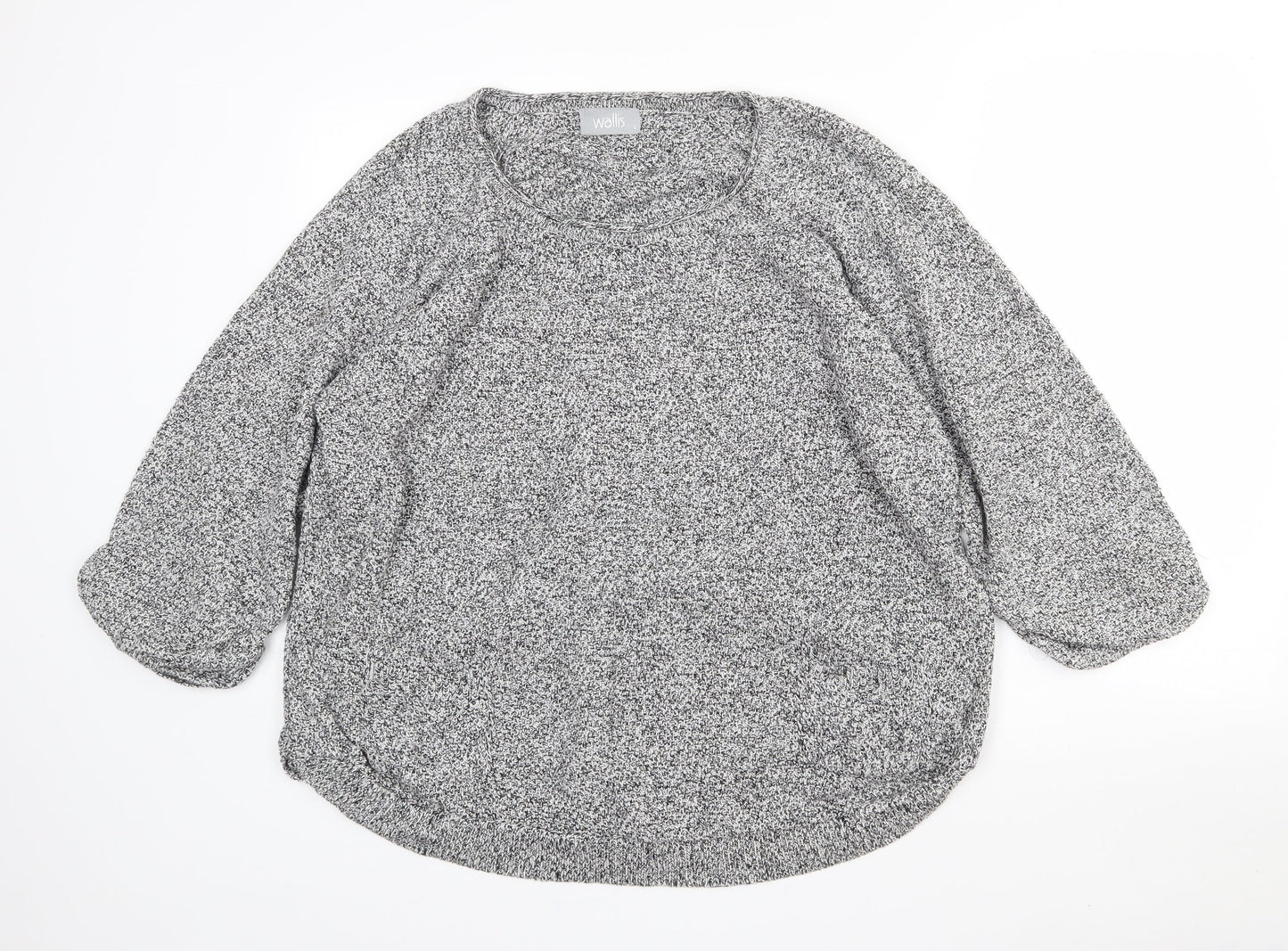 Wallis Womens Grey Round Neck  Cotton Pullover Jumper Size L