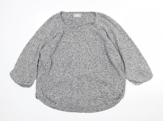 Wallis Womens Grey Round Neck  Cotton Pullover Jumper Size L
