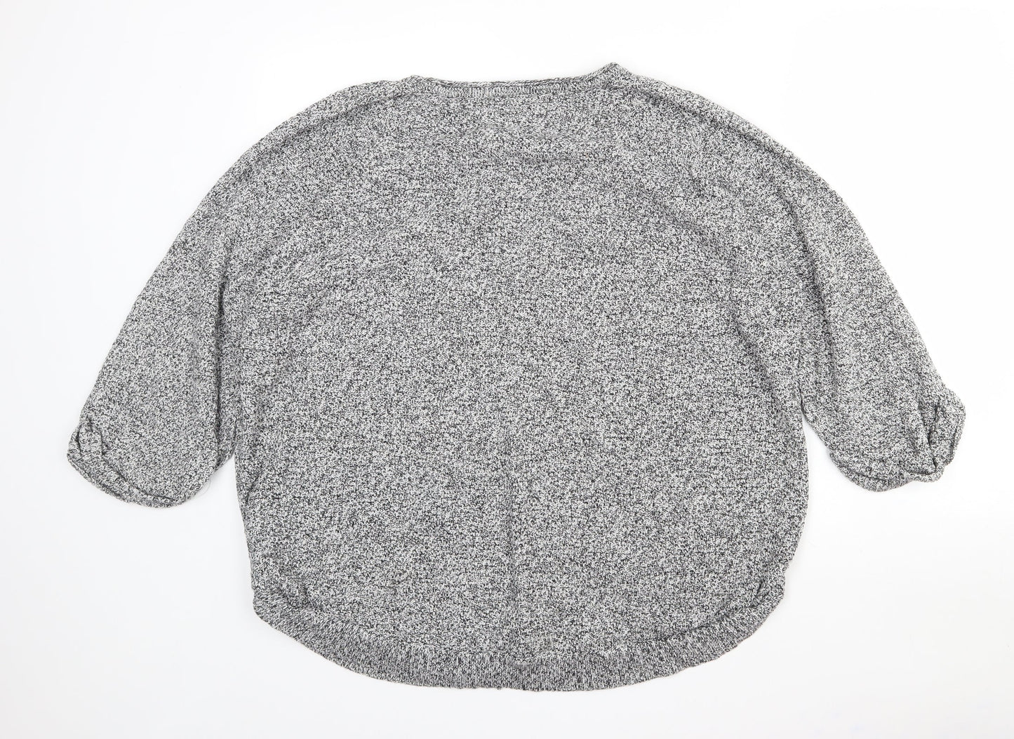 Wallis Womens Grey Round Neck  Cotton Pullover Jumper Size L