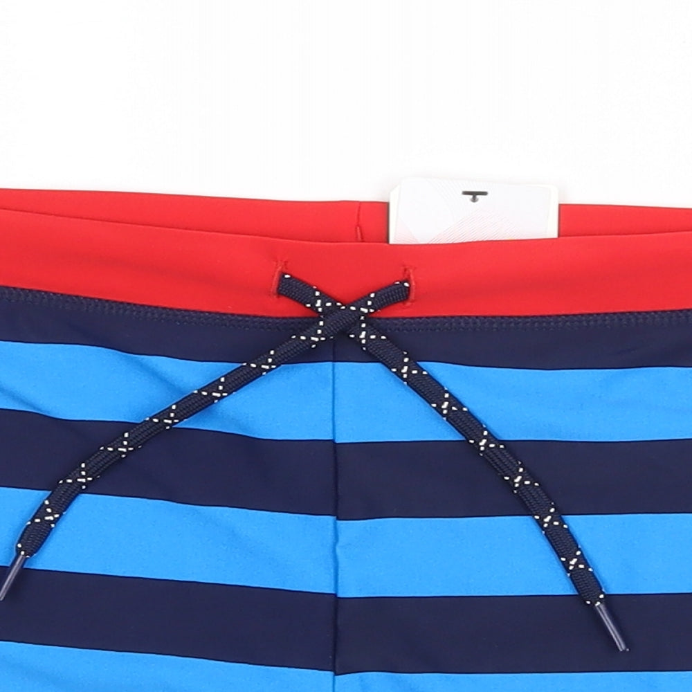 Marks and Spencer Boys Blue Striped Polyamide Compression Shorts Size 12 Years  Regular Drawstring - Swimshorts 12-13 years