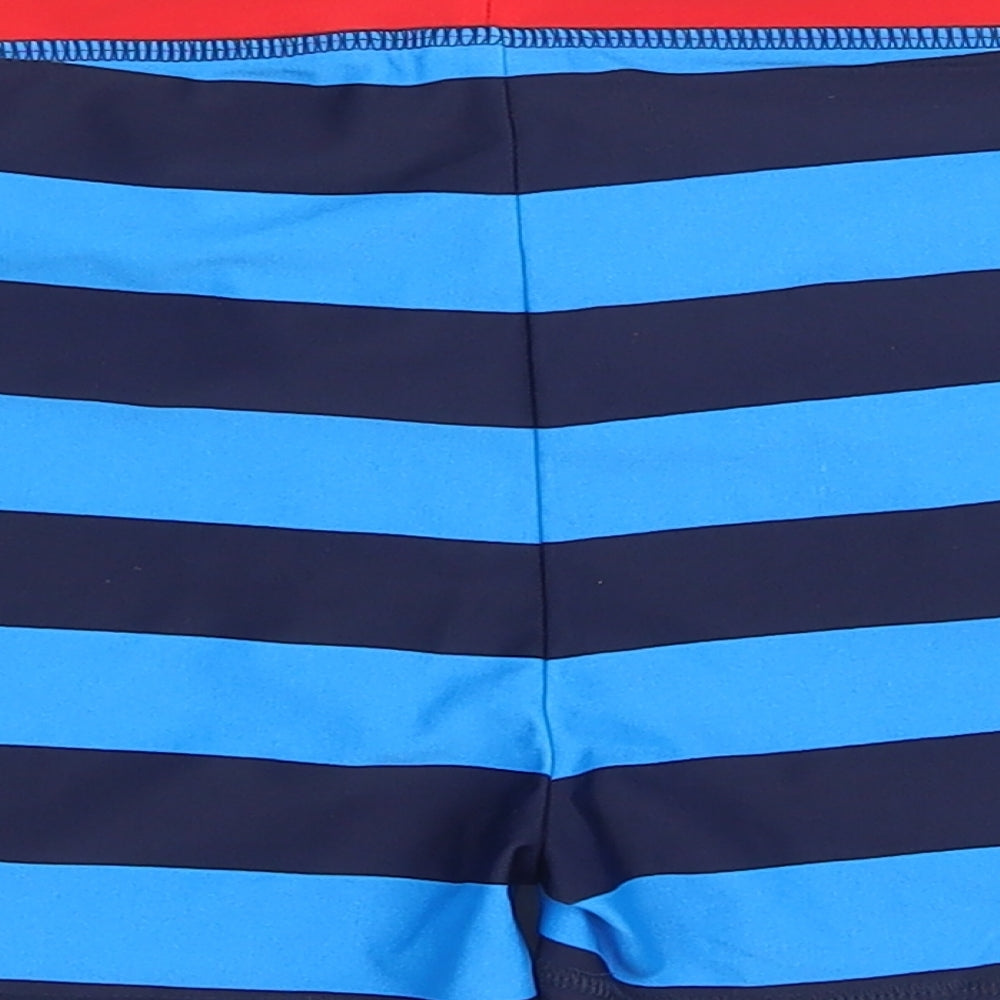 Marks and Spencer Boys Blue Striped Polyamide Compression Shorts Size 12 Years  Regular Drawstring - Swimshorts 12-13 years