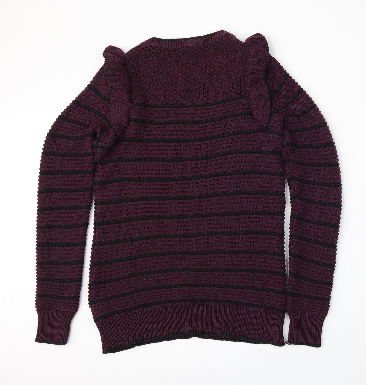 NEXT Womens Red Round Neck Striped Cotton Pullover Jumper Size 8