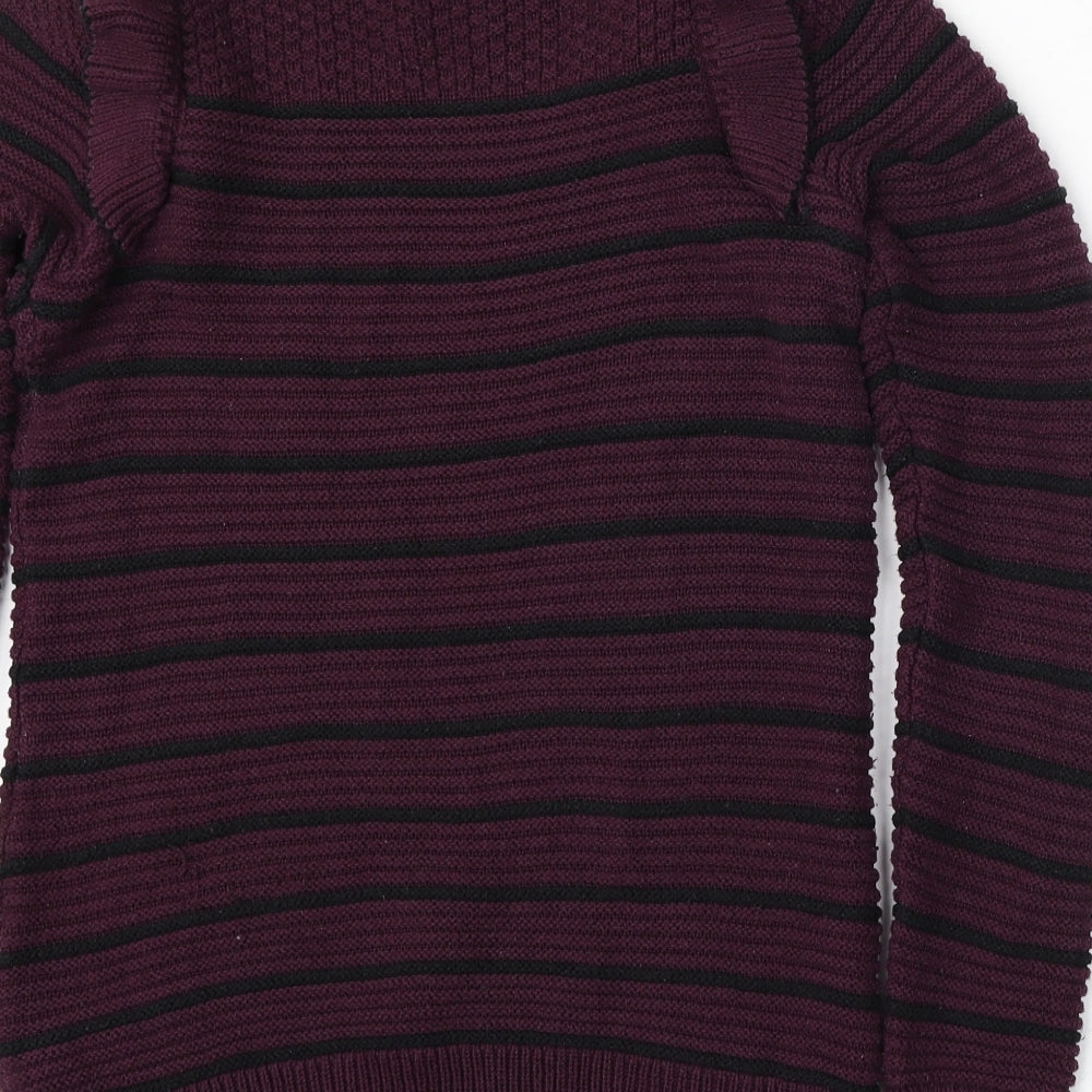 NEXT Womens Red Round Neck Striped Cotton Pullover Jumper Size 8