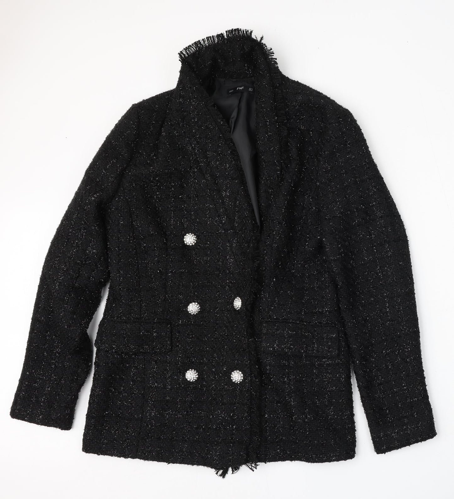 F&F Womens Black   Jacket  Size 12  Button