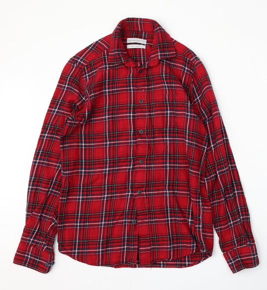 Cedar Wood State Mens Red Check Cotton  Button-Up Size XS Collared Button