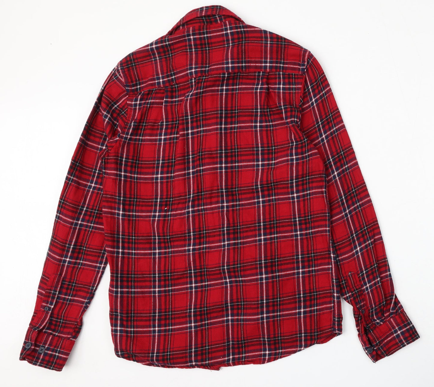 Cedar Wood State Mens Red Check Cotton  Button-Up Size XS Collared Button