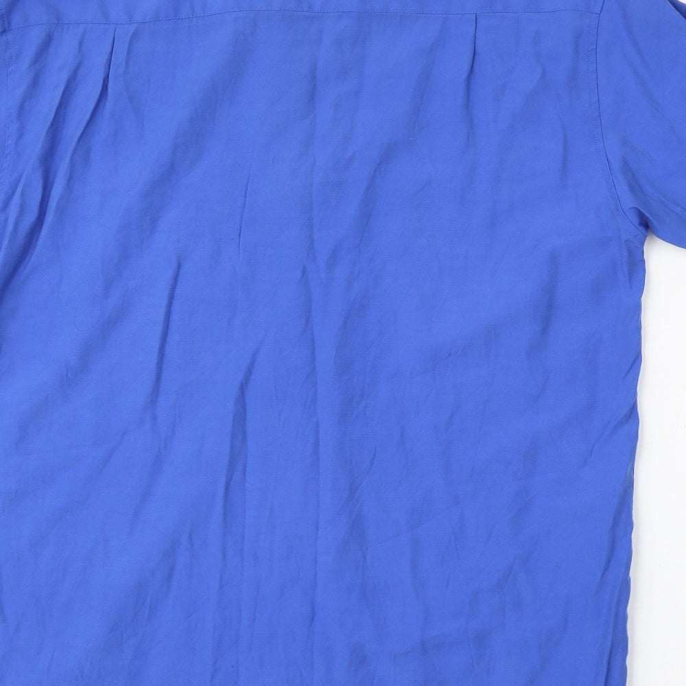 Cedar Wood State Mens Blue  Viscose  Polo Size S Collared Button