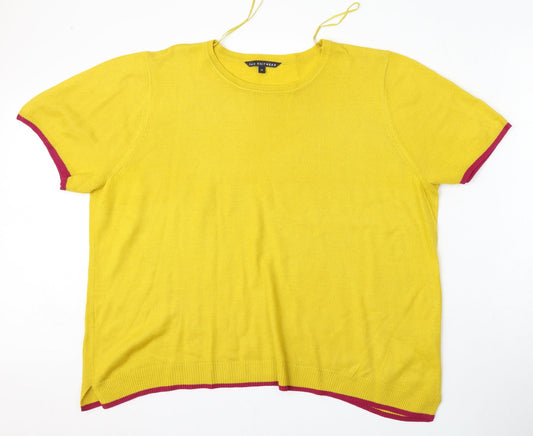 Bonmarché Womens Yellow Round Neck  Acrylic Pullover Jumper Size 20