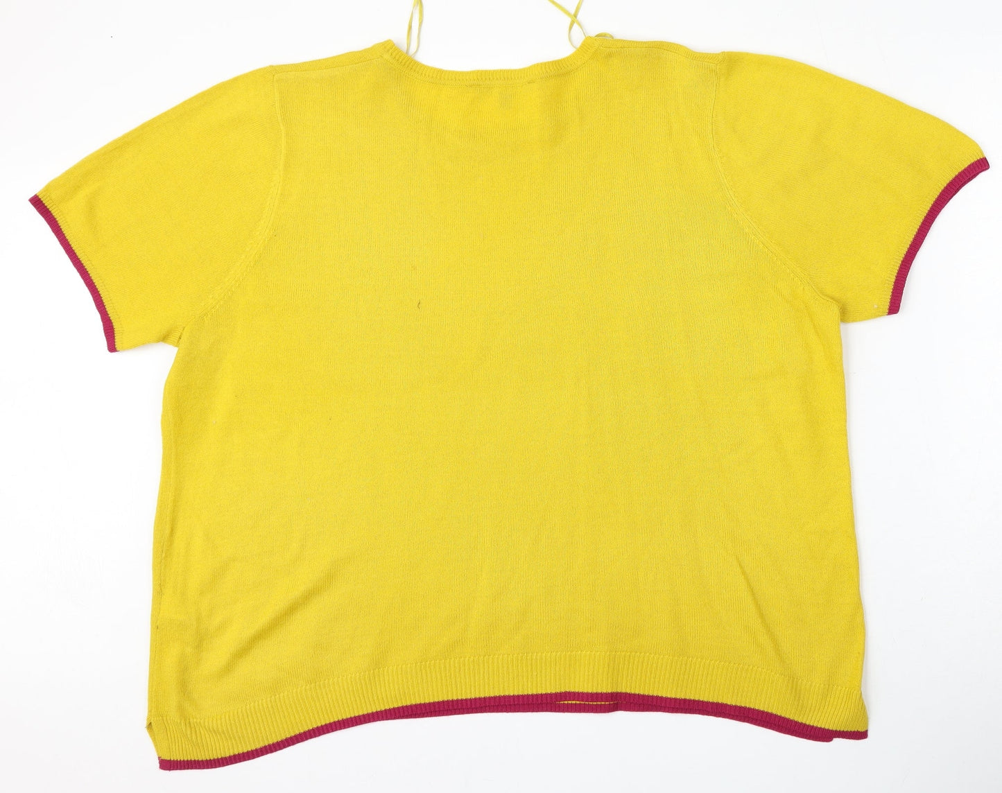 Bonmarché Womens Yellow Round Neck  Acrylic Pullover Jumper Size 20