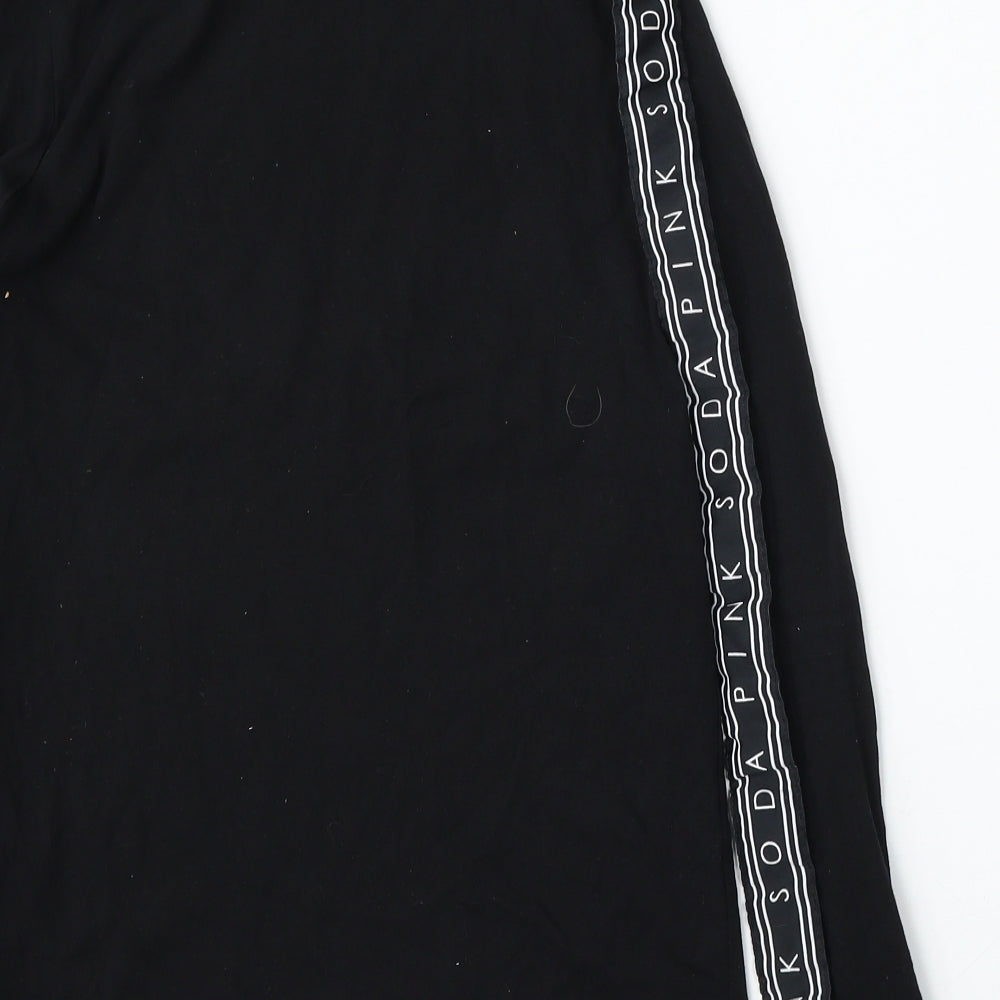 Pink Soda Womens Black  Cotton Basic T-Shirt Size 6 Round Neck