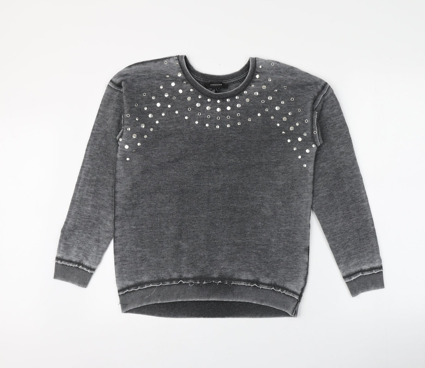 Atmosphere Womens Grey Houndstooth Polyester Pullover Hoodie Size 10