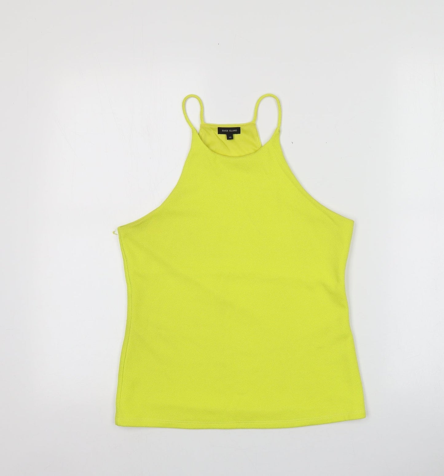 River Island Womens Yellow  Polyester Basic Button-Up Size 10 Halter