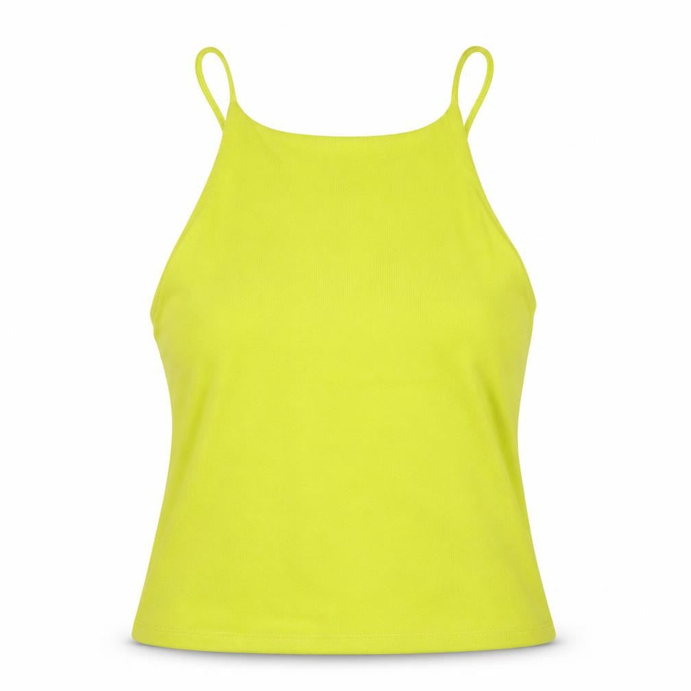 River Island Womens Yellow  Polyester Basic Button-Up Size 10 Halter