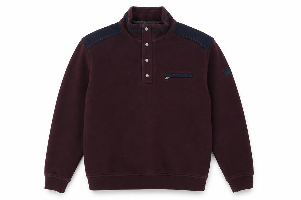 Bugatti Mens Purple High Neck  Cotton Pullover Jumper Size M   - Zip Logo Popper