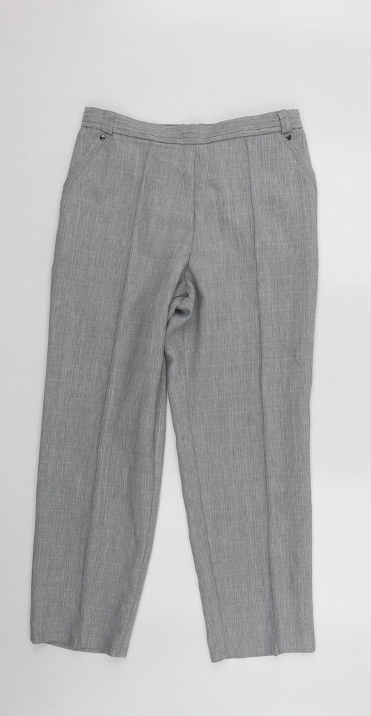 Marks and Spencer Womens Grey  Polyester Trousers  Size 12 L26 in Regular