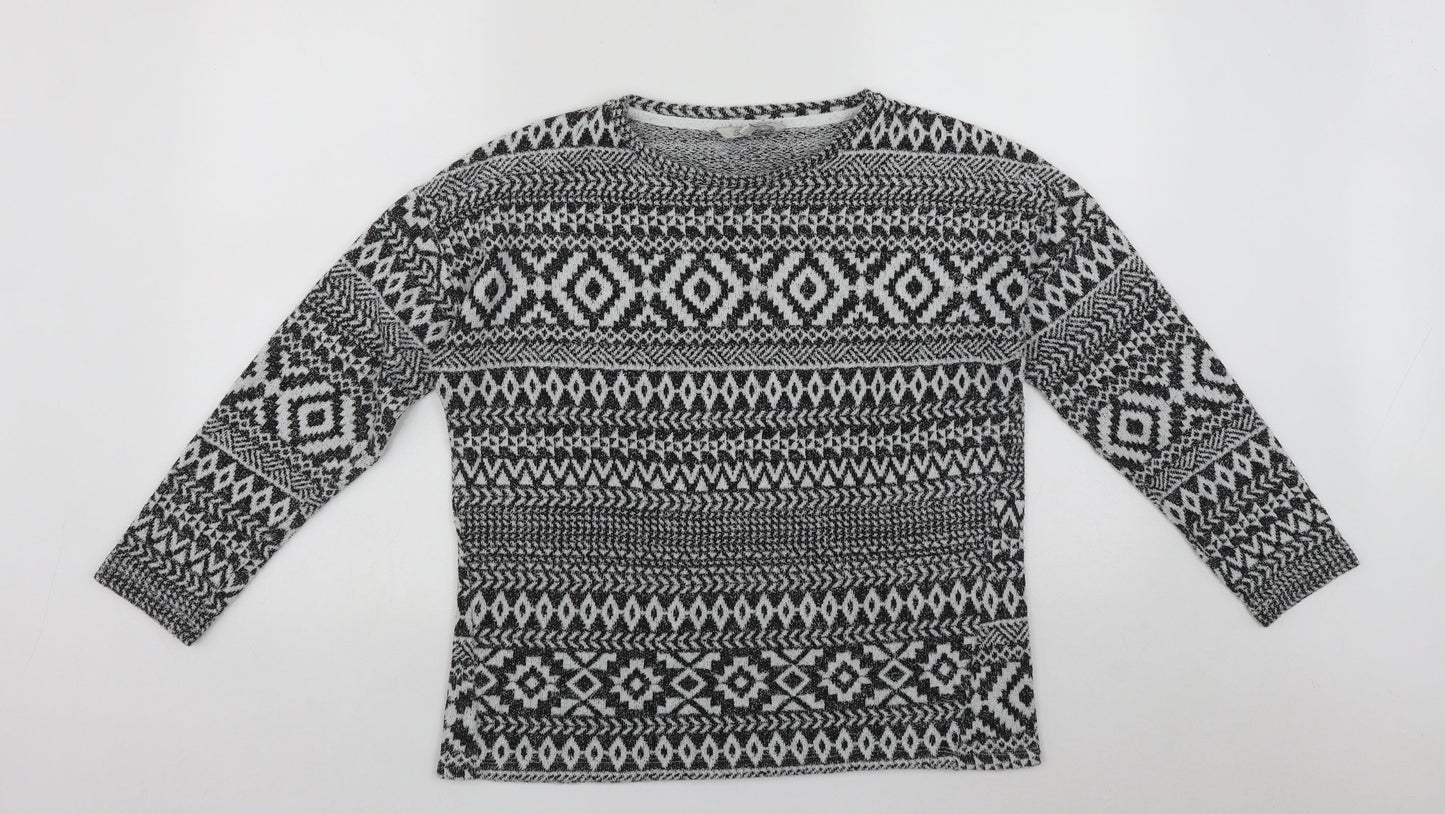 Peacocks Womens Multicoloured Round Neck Geometric Polyester Pullover Jumper Size M