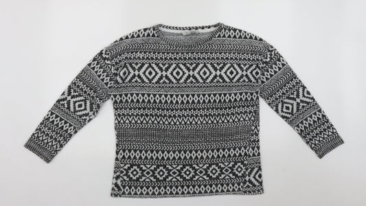 Peacocks Womens Multicoloured Round Neck Geometric Polyester Pullover Jumper Size M