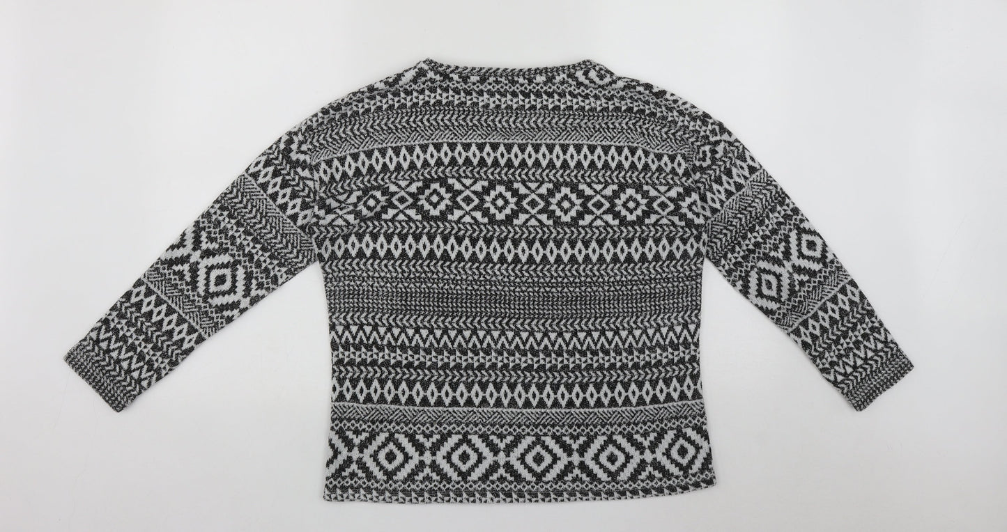 Peacocks Womens Multicoloured Round Neck Geometric Polyester Pullover Jumper Size M