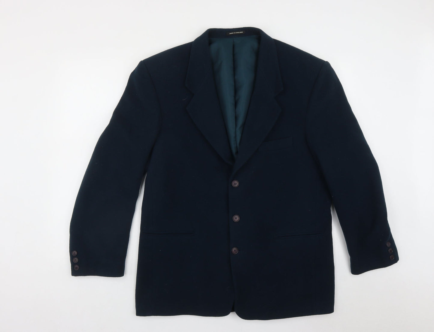 Made In England Womens Green   Overcoat Coat Size L  Button