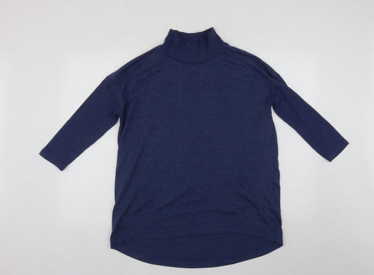 Marks and Spencer Womens Blue High Neck  Polyester Pullover Jumper Size 10