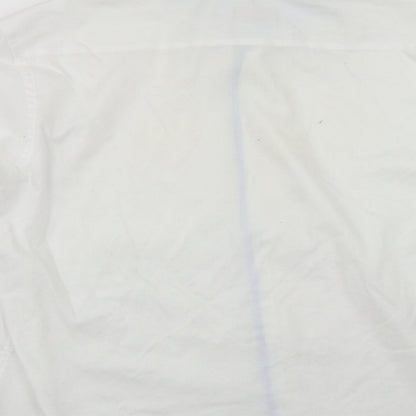 Eterna Mens White  Cotton  Button-Up Size XL Collared Button