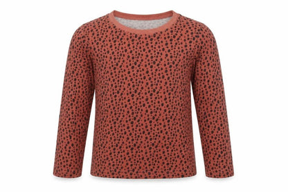 Dunnes Girls Brown Polka Dot Cotton Basic Casual Size 3-4 Years Round Neck
